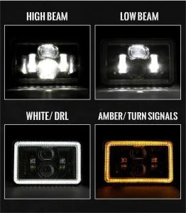4X6 Inch LED Car Headlight with DRL/Turn Signal for Peterbilt 378 379 Accessories Rectangular LED Headlamp for Kenworth - Shenzhen Gluheit Technology - China