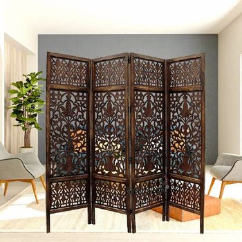 Room Partitions Screens Colour Brown Open Style Foldable No. of Panels 1 Panel Surface Finish Natural Type of Partition Fixed - Krome Lasers And Fab LLP - India