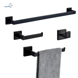 Aquacubic Matte Black 4 Pieces Bathroom Hardware Set Wall Mounted Bathroom Accessory Set Toilet Accesories - Shanghai Aquacubic Sanitaryware Co., Ltd. - China
