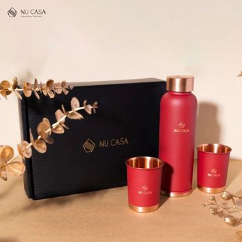 1000 ml Copper Drinkware Set Health Benefit Claim Antimicrobial Effects, Improved Digestion, Boosted Immunity Intended Use Storing And Drinking Water - NU Casa - India