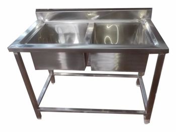 Silver Ready To Mount Stainless Steel Double Sink Unit, For Commercial, 3.5x3.x2feet - Star Kitchen Equipments - India