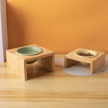 Stylish Ceramic Pet Bowls with Elegant Bamboo Stand for Dogs and Cats - Fuzhou Green Life Technology Co., Ltd - China