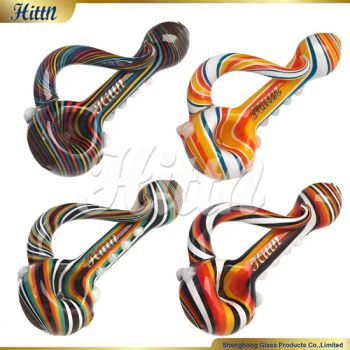 Unique Design Carb Hole 4 Inches Colored Glass Silver Fumed American Color Pocket Sized Pyrex Glass Hand Pipe Spoon Pipe - Hejian City Shenghong Glass Products Co., Ltd. - China