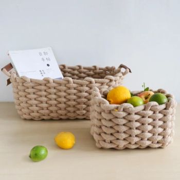 Hand-Woven Storage Basket Nordic Desktop Organizer Toys Clothes Storage Baskets Cosmetic Book Container Box Basket - RIZHAO SUNGOOD ARTS & CRAFTS CO., LTD. - China