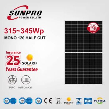 Sunpro Power High Power 330W 335W 340W 345W 350W Solar Panel Mono 158mm G1 120 Half Cut Solar Cell Monocrytalline PV Energy Power - Zhejiang Sunpro Power Technology Co., Ltd. - China