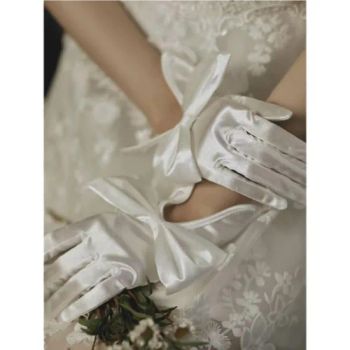Feminine Satin Face Gloves White Lace Bridal Handwear Slimming Outdoor Photography Gloves - GOOD SELLER CO.,LTD - China