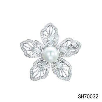 New Flower Fashion Trendy 925 Sterling Silver Jewelry Silver Brooch - GUANGZHOU ARTS JEWELLERY CO., LTD. - China