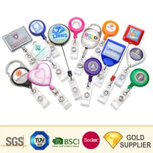 High Quality Custom Retractable Plastic Badge Holder Reel Customized Design Printed Logo Yoyo Alligator Clip Carabiner Key Chain Lanyard Mini Metal Pull ID Reel - KN Gift Limited - China