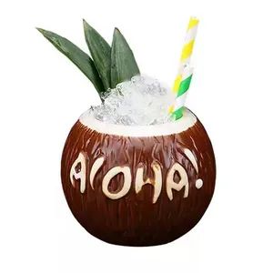 Pottery Tiki Style Coconut Design Mug Indio Suppliers Custom Ceramic Hawaii Tiki Mugs with Logo for Bar, Cocktail - Xiamen Rising Chance Co., Ltd. - China
