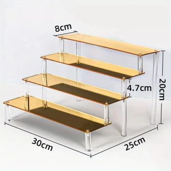 Custom Gold Figure Toy Acrylic Riser with 4 Steps Display Stand - Wenzhou Xybp Cultural Supplies Co., Ltd. - China