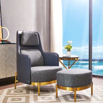 Zode Chesterfield fashion Modern Living Room Office Home Cotton Linen Fabric Leather Ottoman Recliner Wing Back Midcentury Lounge Chair - Foshan Zode Furniture Co., Ltd. - China