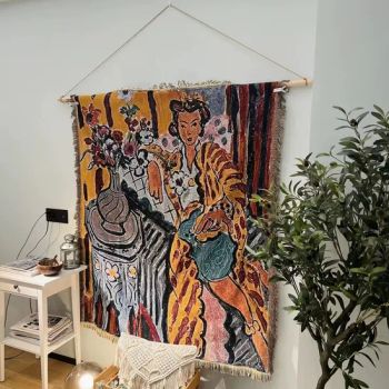 Hot Sale Tapestry Yarn Dyed Machine Weaving Jacquard Tapestry Vintage Customized Logo Woven Blanket - Tongxiang Roya Textile Co., Ltd. - China