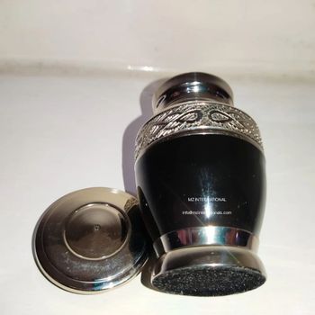 Black Enamel Cylinder Minalo small keepsakes urns for ashes Shape Cylinder Material Brass Color Black enamel Capacity 3 spoon - M Z International - India