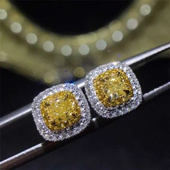 Fashion Jewelry Diamond Earrings Jewelry Gold 0.7CT Yellow Lab Diamond Stud Earrings - HENAN GRACE JEWELRY CO., LTD. - China