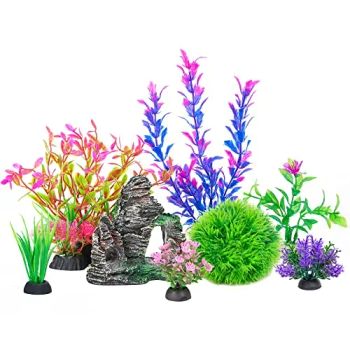 Aquarium Artificial Plastic Plants Decorations and Rock Cave Decor Set Goldfish Betta Fish Tank Accessories Small Large Fish Bowl Ornaments - Ningbo General Union Co., Ltd. - China