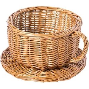 Storage Wicker Saucer Coffee Mug Cup Decorative Gift Basket Set Rectangular Decorative Baskets with Built-in Handles for Cabinet - Qingdao Fungsoon Household Products Co., Ltd. - China