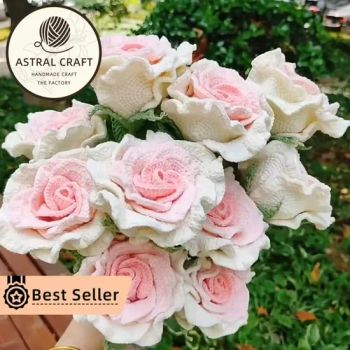 Factory Direct - Artisanal Crochet Large Thai Rose Artificial Flowers - Wholesale for Valentines Day Mother's Day & Home Decor - Shantou Tianshangxing Crafts Processing Factory - China