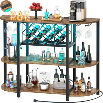Bar Cabinet Wine Rack Sideboard with Socket and LED Light Wine Rack - Shandong Feilu Home Furniture Co., Ltd. - China