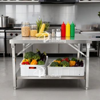 Daosheng Kitchen Prep Table Dental Laboratory Work Tables for Bakery Folding with Undershelf Corrosion Resistant for Hotel - Jiangmen Pengjiang District Daosheng Stainless Steel Products Co. Ltd - China