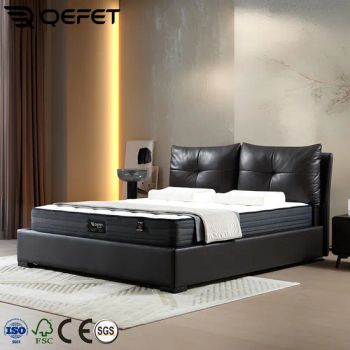Luxury Hotel Beds Metal Legs Wooden King Size Queen Bed Frame Black Leather Bedroom Set Furniture Modern up-Holstered Beds - Foshan Shunde Qefet Furniture Co., Ltd. - China