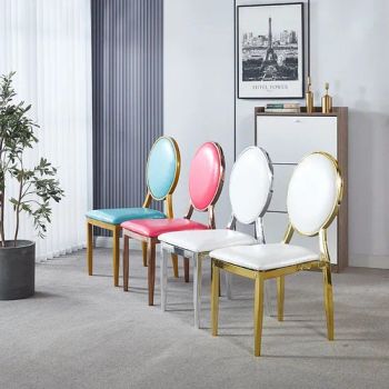 Napoleon Hotel Banquet Restaurant Chairs with Electroplated Metal Round Backs - Hebei Ximu Furniture Sales Co., Ltd. - China