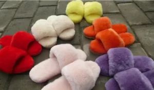 Fashion Lady Open Toe Fur Slipper in Candy Color Use Indoor Origin China Gender Female Season Winter Model NO. D065 Trademark - Zhengzhou Zhuowen Import and Export Trading Co., Ltd. - China
