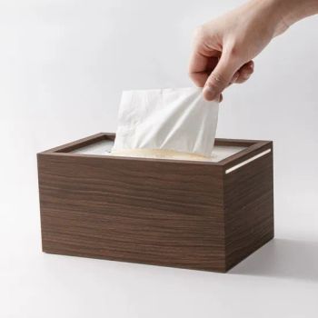 Walnut Grain Wood Tissue Box Simple Living Room Office Desktop Paper Box Hotel High-Grade Napkins - Anhui Yuxing Import and Export Co. , Ltd. - China