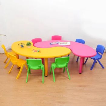 Moon Shape Kids' Tables Kindergarten Furniture Kids Plastic Chairs and Tables Set - Hebei Xingdong International Trade Co., Ltd. - China