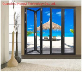 China Aluminum Frameless House Narrow Bifold Accordion Soundproof Doors Aluminium Interior Glass Folding Door - Quanzhou Hongyi Technology Co., Ltd. - China