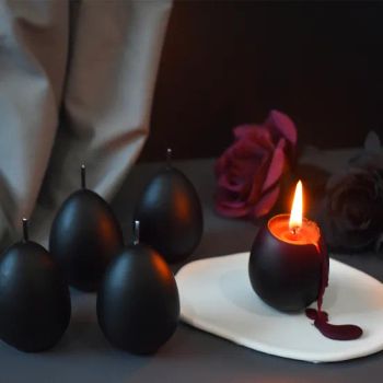 Promotional Gift Sets Vela De Cera De Soja Halloween Decoration Wholesale Customised Black Red Egg Scented Candle - Ningbo Sunda International Trade Co., Ltd. - China