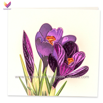 Purple flower quilling cards / Nice greeting cards / Paper handmade card as a gift - PAPER ART VIET COMPANY LIMITED - Vietnam