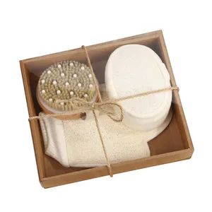 Exfoliating Bath Scrubber Set Pumice Stone Comb Facial Massager Mens Wooden Deep Cleansing Gloves Shower SPA Body Brush Kit - Taixing JEYGO Import Export Co., Ltd. - China
