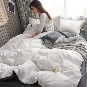 Ins Style Pure Color Washable Cotton Soft Warm Brushed Quilt 4PCS Sets for Bedding Duvet Cover Bedsheet - Skylark Network Co., Ltd. - China