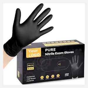 3mil Black Nitrile Gloves Tattoo Beauty Salon Manicure Hair Nail Art Cleaning Finger Textured Disposable Nitrile Gloves - Lu'an Woma Import and Export Co., Ltd. - China