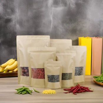 Resealable Kraft Bags Stand up Pouch with Window Sealed Paper Bag Food Herbs Dried Longan Soybean Wolfberry Packaging - Guangdong Lebei Packaging Co., Ltd. - China