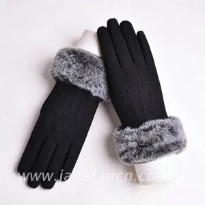 Lady Sizes Winter Warm Fashion Knitted Wool Gloves with Fur Cuff - Shijiazhuang Janefan Import and Export Trade Co., Ltd. - China