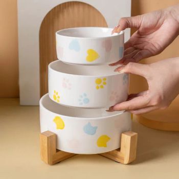 Elegant Ceramic Pet Bowl with Eco Friendly Bamboo Base - Fuzhou Green Life Technology Co., Ltd - China