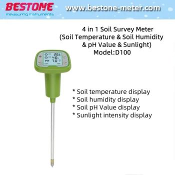 4 in 1 Soil Tester Meter with pH Temp Humidity Light Detection for Plant Flowers Agricultural D100 - Shenzhen Bestone Industrial Co. Ltd. - China