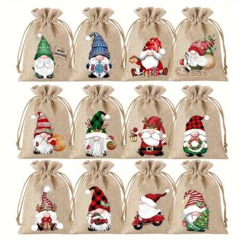 Christmas Linen Drawstring Gift Bags Jewelry Gift Bags Party Drawstring Gift Pouches Packaging - Fuzhou Tengchuan International Trading Co., Ltd. - China