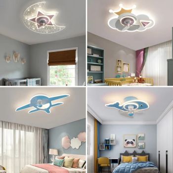 Summer Ceiling Fan Light Ceiling Fan Light All in One Cartoon Warm Princess Prince Children's Room Cute Fan Light - Guangzhou Ningbing Electronic Technology Co., Ltd. - China