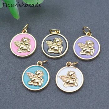 Fashion Jewelry Nickel-Free Anti-Fading Gold-Plated Colorful Enamel Round Angel Wing Charms Pendants - Guangzhou Lizhizhu Jewelry Co. Ltd - China