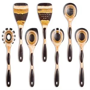 Handmade Brown Wooden Utensils Set for Kitchen Enthusiasts Colored Wood Spoons - Feiya Group Co., Limited - China