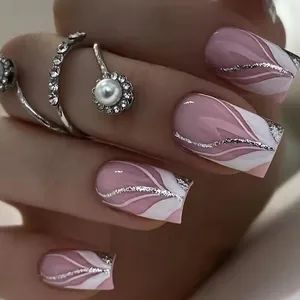 Wholesale Press on Nails with Boxed Pink Bling ABS False Artificial Fingernails - Pingxiang Yoken Import & Export Trading Co., Ltd. - China