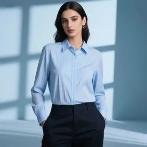 Womens Dress Shirts Wrinkle Free Regular Fit Long Sleeve Stretch Work Shirt - Foshan Weimalong Weave Industrial Co., Ltd. - China