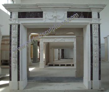 UK Style Mix Color Stone Marble Fireplace Mantel for Indoor Decorative (QY-LS392) - Quyang Perfect Sculpture Factory - China