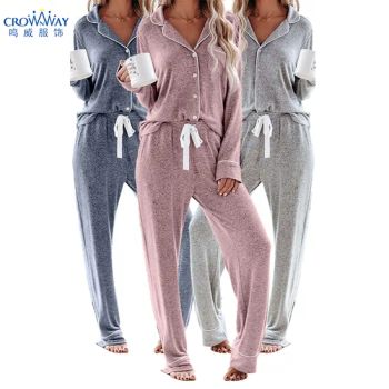 Winter Womens Loose Fit Soft Sleepwear 2 Piece Pajama Set for Women - Xiamen Crownway Apparel Co., Ltd. - China