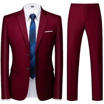 Mens Suits Slim Fit 2 Piece Formal Two Button Business Suit Size S Material Tr Gender Men's Origin China Pattern Plain Season - Shaoxing Qinhui Trading Co., Ltd. - China