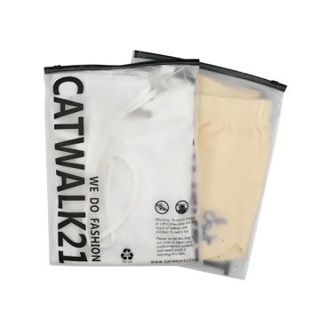 Zip Lock Custom Printed Logo Clear PVC Frosted Plastic Apparel Bag T Shirt Packaging Zipper Garment Bags for Clothing - Bazhong Jieya Protection Technology Co., Ltd - China