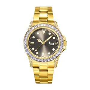 High-Quality Watch Stainless Steel Chronograph Watch with Stylish Ice Diamond Design and Moissanite Pointers Mechanical Movement Clock - Qianshan Xinruixin E-Commerce Co., Ltd. - China