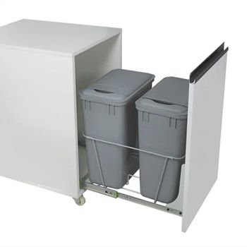 Big Capacity Total 100 Liters Paint Coating Kitchen Cabinet Soft Closing Under Mounted Door Hanging Pull out Dustbin CLG012A 2X50L - GUANGZHOU WELLMAX HOUSEHOLD CORP. LTD - China